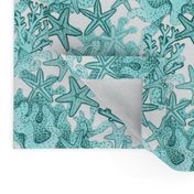 starfish  turquoise teal Watercolor Aqua coral ocean