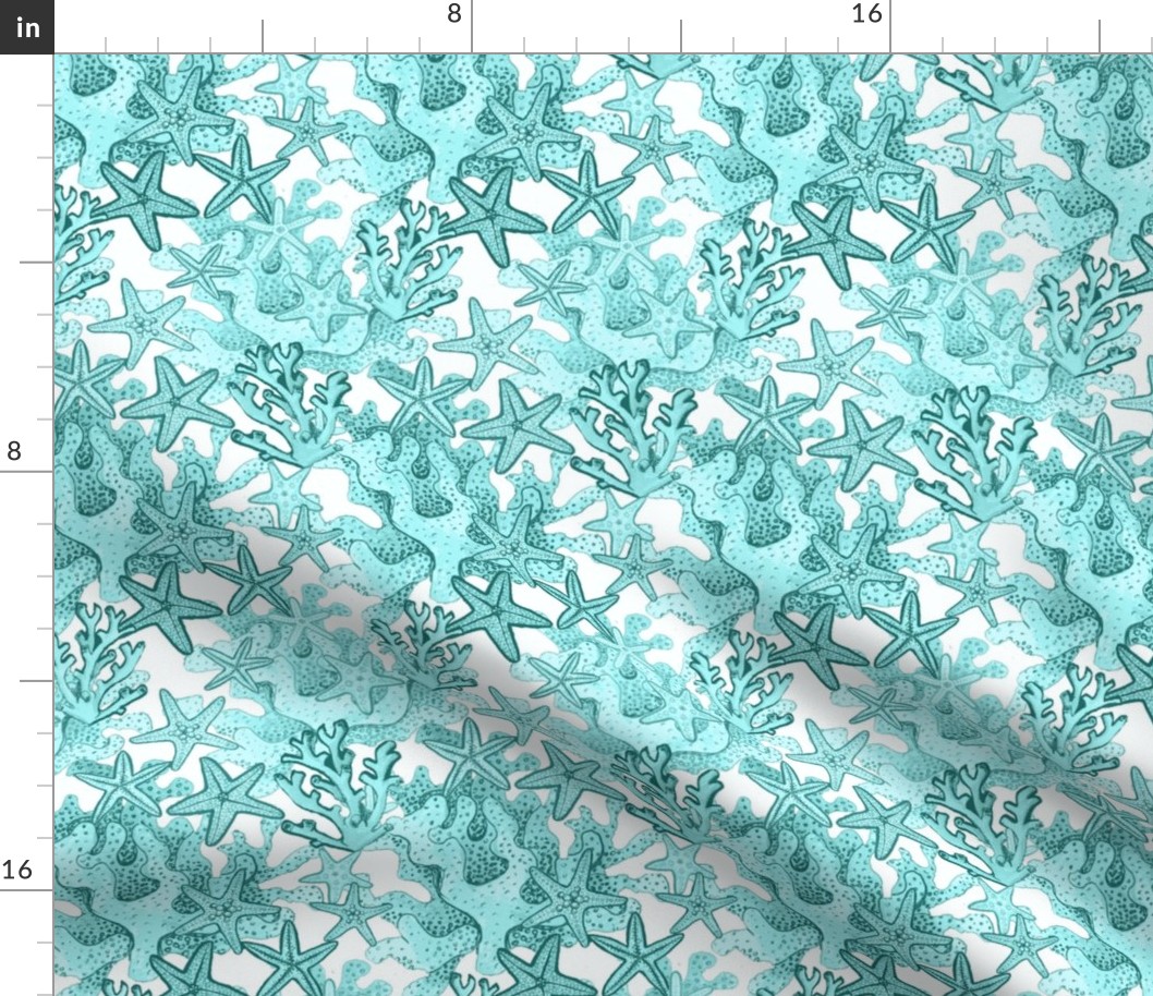 starfish  turquoise teal Watercolor Aqua coral ocean