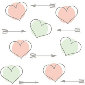 Mint and Pink Hearts N' Arrows