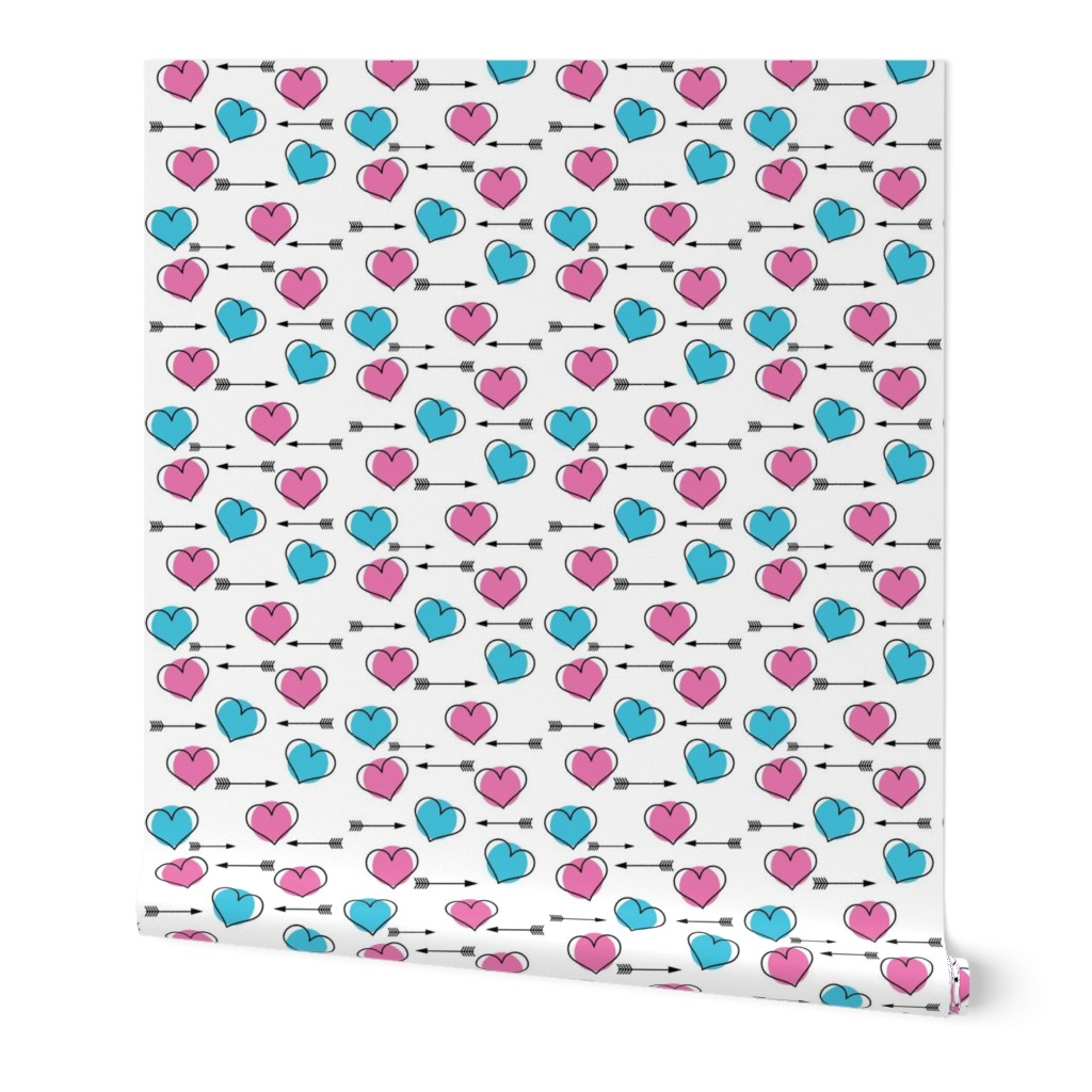 Small Scale Pink and Blue Hearts N' Arrows