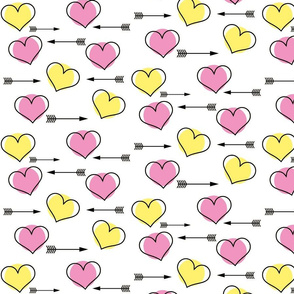 Pink and Yellow Hearts N' Arrows