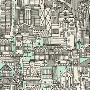 Hong Kong toile de jouy mint