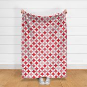 Cheater Quilt Cathedral Windows Lrg - White Red