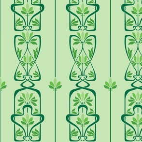 Art Nouveau Flowers and Leaves Green