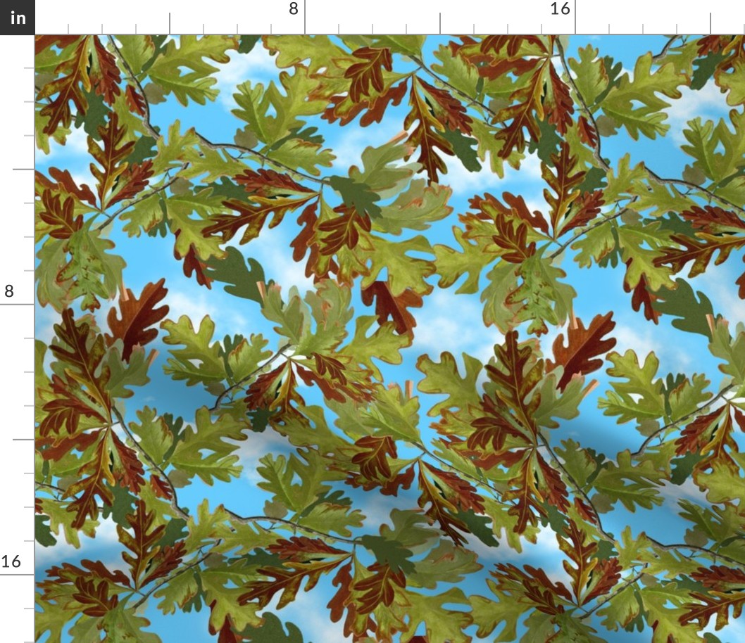 Canada White Oak Leaves Green Blue