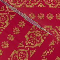 Victorian Flower Stencil Crimson Gold