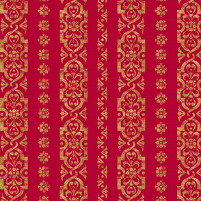 Victorian Flower Stencil Crimson Gold