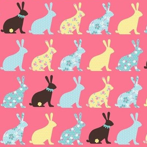 chocolate bunnies in pink