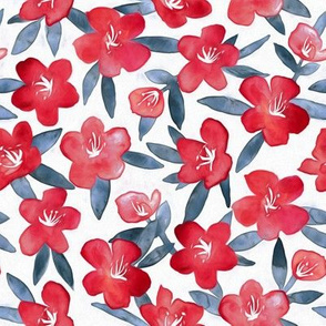 Bold Spring Flowers in Red, White and Grey