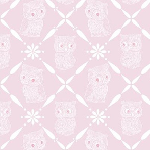 Folk Art Owls on Soft Rose Pink