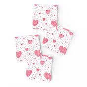 Pink aquarel dots and hearts