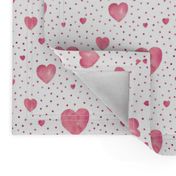 Pink aquarel dots and hearts