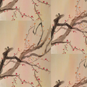 Owls on a Plum Blossom Branch