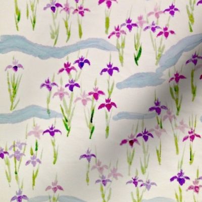 Irises in Water-ed