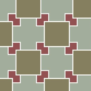 Overlapping Squares in Greens and Red