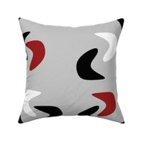 retro vintage style fifties red, black, white boomerangs on grey