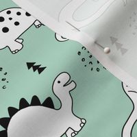 Adorable quirky dino illustration geometric dinosaur animals for kids black and white gender neutral mint