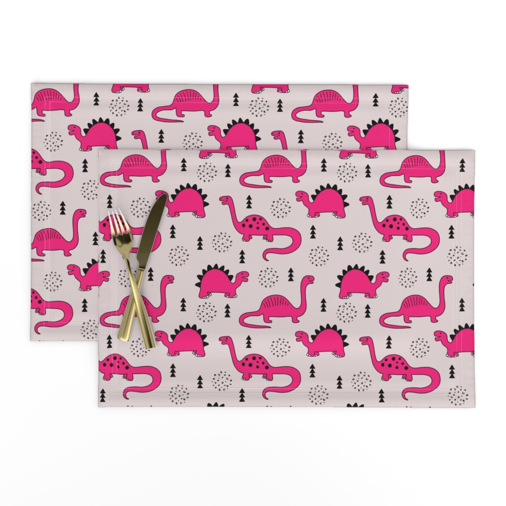 Adorable quirky dino illustration geometric dinosaur animals for kids black and white girls hot pink