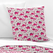 Adorable quirky dino illustration geometric dinosaur animals for kids black and white girls hot pink