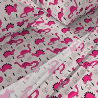 Adorable quirky dino illustration geometric dinosaur animals for kids black and white girls hot pink