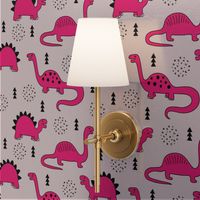 Adorable quirky dino illustration geometric dinosaur animals for kids black and white girls hot pink