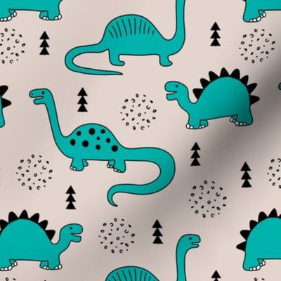 Adorable quirky dino illustration geometric dinosaur animals for kids black and white gender neutral blue