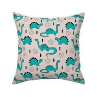 Adorable quirky dino illustration geometric dinosaur animals for kids black and white gender neutral blue