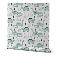 Adorable quirky dino illustration geometric dinosaur animals for kids black and white gender neutral mint