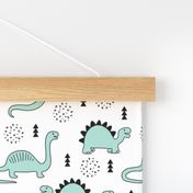 Adorable quirky dino illustration geometric dinosaur animals for kids black and white gender neutral mint