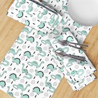 Adorable quirky dino illustration geometric dinosaur animals for kids black and white gender neutral mint
