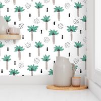 Cool summer geometric palm tree tropical holiday design gender neutral black and white beige green