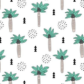 Cool summer geometric palm tree tropical holiday design gender neutral black and white beige green