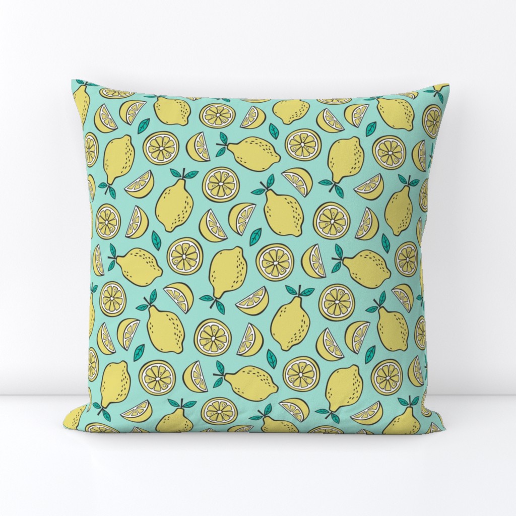 Lemon Citrus on Mint Green