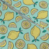 Lemon Citrus on Mint Green