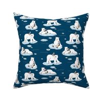 Polar Bear Loves Penguin - navy blue