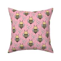 Bees Honeycomb on Pink