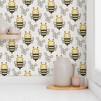 Bees Honeycomb on Light Grey