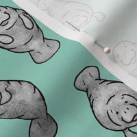 Manatees Holding Hands - Mint