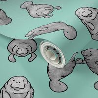 Manatees Holding Hands - Mint