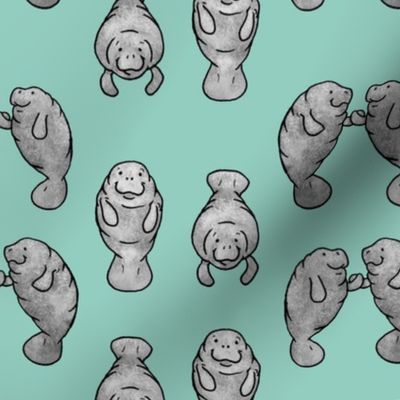 Manatees Holding Hands - Mint