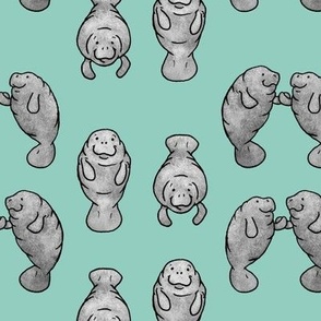 Manatees Holding Hands - Mint