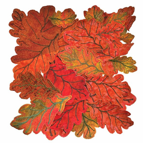 Quilted Autumn Oak Leaves on White