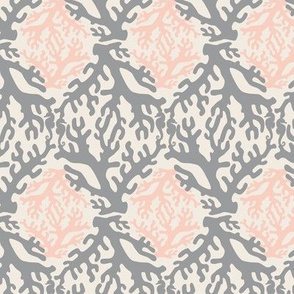 coral damask gray and peach