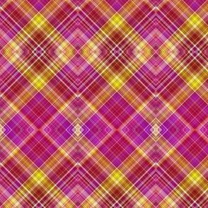 RASPBERRY AND MELON DIAGONAL DIAMOND PLAID