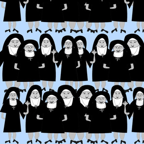 Whimsical Nuns in Habits BLUE