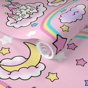 6 stars rainbows clouds trees ponds lakes teddy bears shooting cats fairy kei lolita sky skies alpacas kawaii japanese inspired moon castles llamas colorful