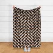 Trotting Kooikerhondje and paw prints - black