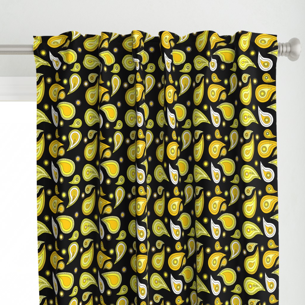 Not So Mellow Yellow Paisley Curtain Panel | Spoonflower