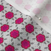 16-08Q Small Hot Pink Abstract Floral || Gray Grey Polka Dot Daisy Flower Spot _Miss Chiff Designs