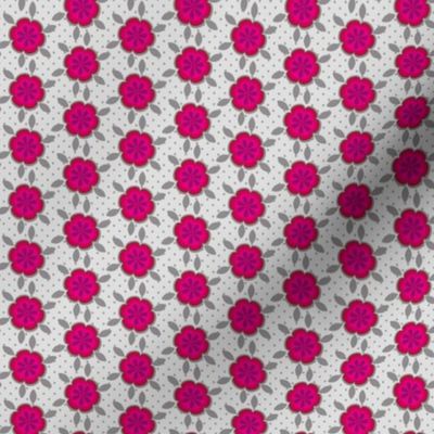 16-08Q Small Hot Pink Abstract Floral || Gray Grey Polka Dot Daisy Flower Spot _Miss Chiff Designs